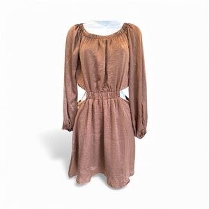 Peach Love-Cut Out Elegant Brown Women's Dress